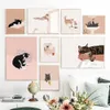 Canvas målning söt kattväggkonst barnkammare som sover roliga katt affischer och skriver ut nordiska stil bilder gåvor till barn rum hem dekor w06