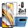 휴대폰 화면 보호기 2in1 유리 Poco F3 X3 NFC Pro M3 F2 Xiaomi Pocophone Pocox3 Pocox3 Pocof3 X3NFC X3PRO 화면 보호기 전화 글라스 X0803 용 강화 유리