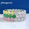 Wedding Rings PANSYSEN Luxury 100% 925 Sterling Silver Green Yellow Pink High Carbon Diamond Gemstone Engagement Ring Wedding Bands for Women 230802