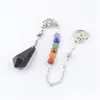 Pendant Necklaces Wholesale 5Pcs Natural Stones Cone Buddha Head 3D Pendum 7 Chakra Chain For Dowsing Wicca Hexagon Reiki Amethysts Dr Dhbkn