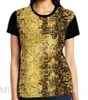 Men's T Shirts Funny Print Men Shirt Women Tops Tee Gold Yellow Tones Retro Glitter Disco-Ball Mirrors Pattern Graphic T-Shirt