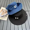 Chapéu de Pescador com Letras Bordadas de Aba Grande Chapéu Jeans Combinado de Grande Marca Moda de Alta Qualidade