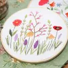 Chinese Style Products DIY Flower Plants Pattern Embroidery Needlework Tool Print Beginner Material Round Hoop Cross Stitch Kits Sewing Crafts R230803