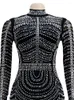 Lässige Kleider IDress Mesh Sexy Kleid Strass Langarm Elastische Bodycon Trend Geburtstag Mitternacht Party Outfits Luxus Glänzende Vestidos