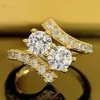 Cluster Rings Wong Rain 18k Gold Plated 925 Sterling Silver Round Cut High Carbon Diamond Gemstone Party Fine Jewelry Luxury Ring Wholesale