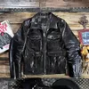 Kurtki męskie krawiec Brando Niepleśnięte batika Cowhide Fourpocket Short Safari Jacket Talon Zipper American Vintage Leather 230802