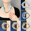 Choker magnetiska snap Silk Scarf Summer Necklace Lazy Pendant Thin Hair Band Neck Protection Clavicle Pearl Small