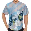 Men's Polos Men Wears Clothi Summer Breathable Baseball Shirt Casual Outfit Palm Leaf Print Sports V-Neck Short Sleeves