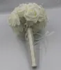 Flores decorativas artificiales 9 pulgadas ramo de rosas de espuma con perlas blanco rosa flor de dama de honor boda nupcial