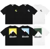 디자이너 rhu-de t shirts mens 반바지 여성 의류 티 패턴 탑 여름 짧은 소매 tshirt 힙합 편지 낙서 느슨한 셔츠 인과 관계 짧은 바지