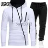 Survêtements pour hommes Mode Survêtement Hommes Ensembles Hit Couleur Diagonal Zipper Hoodies Sweat Pantalon Costumes Hommes Survêtement Sportswear À Capuche Ensemble 2 Pièces J230803