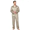 Mäns sömnkläder Tonycandice Satin Silk Pyjama Set Men Pyjamas Slpwear Sexig modern stil mjuk mysig nattklänning sommar