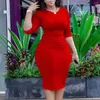 Casual Dresses Women Sheath Midi Solid Half Sleeve Round Neck Package Hips Bodycon Fiting Elastic African Female Office Work Dress