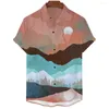 Men's Casual Shirts Shirt For 3D Mount Fuji Print Top Hawaiian Summer Lapel T-shirt Fashion Clothes