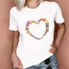 OC0010#-Maryya 대형 짧은 소매 티셔츠 여름 여자 꽃 패턴 만화 하트 탑 개인 사용자 정의 패턴