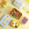 Yemek takımı Japon çift katmanlı el taşıyan öğle yemeği kutusu, ofis çalışanları için kaşık çatallı öğrencilerin piknik hafif yemeği mikrodalgada taşınabilir taşınabilir