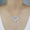 Chaînes 2023 Saint Valentin Cadeau À La Mode Bijoux De Luxe Plein Pavé 5A Cubique Zircone Creux En Forme De Coeur Pendentif Collier Pour Les Femmes