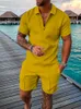Men's Tracksuits 2023 Summer Set Short Sleeve Zip Polo Shirt Street Tshirt Two Piece Casual Sportswear 230802