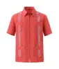 Herren-Freizeithemden, Sommer-Stickerei, kurzärmelig, Revers, männliches Hemd, kubanisches Guayabera-T-Shirt für Männer, große Größe, Safari-Kleidung, Strickjacke