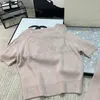 Camiseta de malha de roupas femininas de luxo com mangas de moda estampadas de verão manga curta 3 cores blusa de ajuste fino