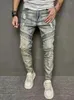 Jeans masculinos slim fit calças jeans azuis masculinas hip hop calças masculinas roupas elásticas cintura alta moda jeans