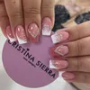 False Nails 24Pcs Pink French Nail Long Ballet Fake With Rhinestone Wearable Coffin Full Cover Tips Manicure Press On