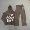 Mens Designer Broken Planet Foam Letter Print Hooded Sweatshirt Loose Casual Pants Y2K Tide Hip Hop Set