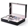 Titta på lådor 61012 Slots Fashion Wrist Box Holder Storage Case Organizer Pu Leather Watches Display Regalos Para Hombre