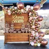 Andra evenemangsfestleveranser 101st Chrome Rose Gold Balloons Garland Arch Kit Pink White Ballon för Baby Shower Wedding Birthday Decor Globos Gift 230802