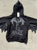 Mens Hoodies Sweatshirts Y2K Style Clothes mode Retro Street Zip Hoodie Fire Dragon Mönster unisex sport fancy axelhylsa topp 230802