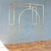 Party Decoration Flone Wedding Arch Frame Backdrop Stand Flower Shiny Gold Cuboid Background Props Plated Arches