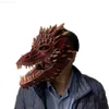 Party Masks Halloween Fancy Dress Party Cosplay Activity Jaw Fiery Dragon Mask Realistic Animal Latex Mask Holiday Novelty Gift L230803