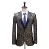 Ternos masculinos Blazers Festa de formatura Traje de palco masculino Ajuste fino Estampa de leopardo Jacquard Jaqueta de smoking Jaqueta Banquete Baile Cantor Anfitrião Dan2389