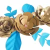 Decorative Flowers DIY Giant Paper Artificial Rose Fleurs Artificielles Backdrop 3pcs 4 Leave Wedding Party Decor Nursery Gold