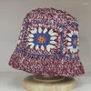 Geniş Memlu Şapkalar 2023 Kadınlar El Yapımı Tığ işi moda yaz plaj şapkası çiçek deseni güneş içi boş örme