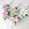 Flores decorativas Simulação Flor Impressão 3D 3-Fork Lily 1 2 Bud Artificial Home Decor Noiva Mesa Decoração de Casamento Acessórios