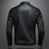 Jaquetas masculinas primavera outono jaqueta de couro masculino gola alta jaqueta de couro plutônio moda motocicleta casual casaco masculino moto biker casaco de couro 230803