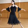 Stage Wear Ballroom Dance Dress Women Pink Black Ruffled Tops Skirt Modern Waltz Performance Costume Prom Social BL11208