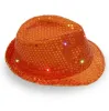 Светодиодные джазовые шляпы мигают световые федора кепки с блестками