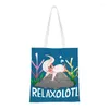 Sacs à provisions Relaxolotl A Cute Relaxing Axolotl On Rock Tote Bag Réutilisable Ambystoma Mexicanum Grocery Canvas Shoulder Shopper