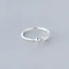 Cluster Rings Estilo Simples S925 S925 Sterling Silver Ring Girl Charm Jewelry Leaf Solid Opening Design Presente de Aniversário para Namorada