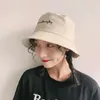 Fashion hat women summer sun protection sunshade Korean fashion students versatile embroidery Bucket hat Japanese thin sun hat