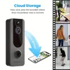 Videocamera per campanello wireless intelligente con rilevamento di persone e movimenti, video HD, audio a 2 vie, visione notturna a colori, archiviazione nel cloud, Wi-Fi 2.4G e alimentazione a batteria