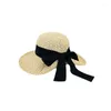 Chapeaux à large bord coréen fait à la main chapeau de paille pour les femmes japonaises petit parasol frais sorties de printemps et d'été crème solaire