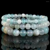 Strand Natural Light Blue Agates Stone Bracelet Bead Jewelry Gift For Men Magnetic Health Protection Women 6 8 10mm