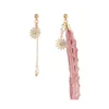 Orecchini pendenti 2023 Fashion Smalto Asimmetrico Piccola margherita Colore rosa/blu Cotone Per le donne Data regalo Accessorio per gioielli carino