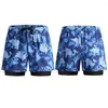 Men's Swimwear Fashion Men Split Swimsuit Shorts Double-layer Swim Boxer Brief Quick Dry Bathing Trunks Stretch Waist Lace Up Beach