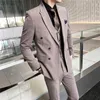 Men's Suits 2023 Suit For Men (suit Vest Trousers) British Handsome Business Casual Slim Groom Groomsmen Wedding Three Pieces Set