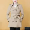 Женские траншеи Coats Women Coat 2023 Весенняя осенняя корейская дикая ветряная ветра дамы мода двубортная базовая одежда с выставкой 4xl