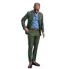 Men's Suits Green Jacket Men Peaked Lapel One Button Prom Costume Mariage Homme Blazer Trousers Tailored 2Piece Coat Pant